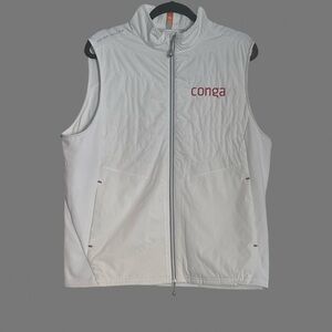 New Peter Millar Crown Sport Fuse Elite Wind Resistant White Vest with Logo L